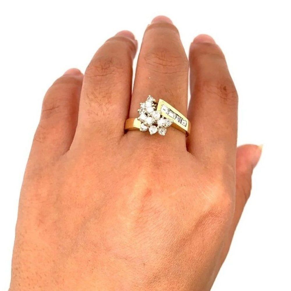 14k Diamond Cluster Ring - Picture 12 of 15